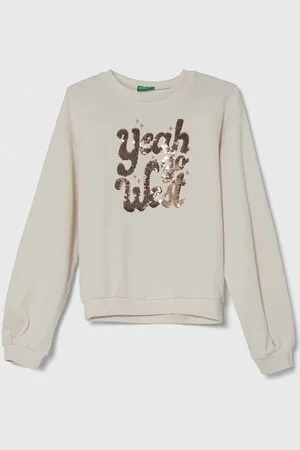 Benetton Bavlněná mikina barva, s potiskem