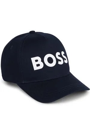 HUGO BOSS Dětská bavlněná kšiltovka tmavomodrá barva, s potiskem