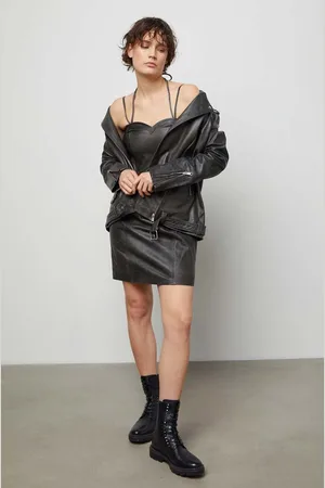 ANSWEAR Kožené šaty barva, mini