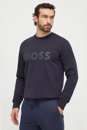 HUGO BOSS Mikina pánská, tmavomodrá barva, s aplikací, 50506119
