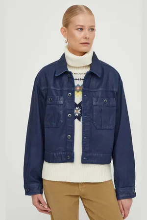 G-Star Džínová bunda dámská, tmavomodrá barva, přechodná, oversize