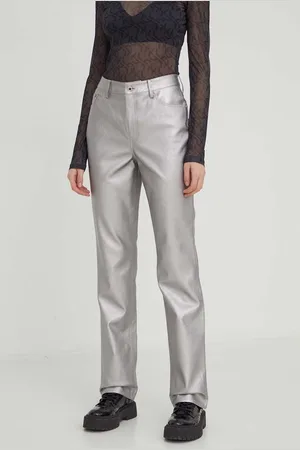 Karl Lagerfeld Kalhoty dámské, barva, jednoduché, high waist