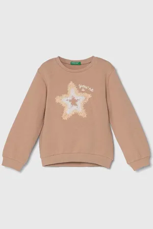 Benetton Dětská bavlněná mikina barva, s potiskem