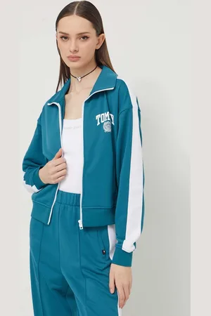 Tommy Hilfiger Mikina dámská, zelená barva, vzorovaná, DW0DW17783