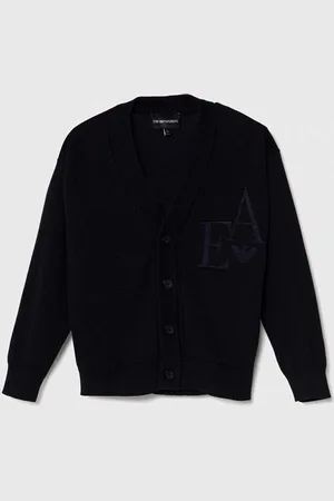 Emporio Armani Dětský svetr tmavomodrá barva, lehký