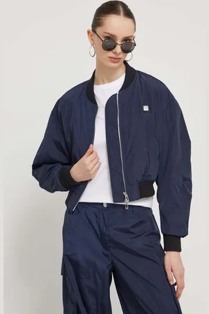 HUGO BOSS Bomber bunda tmavomodrá barva, přechodná, oversize, 50510930