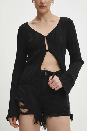 ANSWEAR Džínové šortky dámské, barva, hladké, high waist