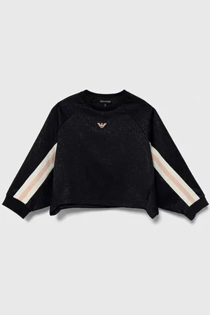 Emporio Armani Dětská mikina tmavomodrá barva, s aplikací