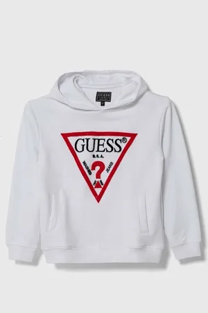 Guess Dětská bavlněná mikina barva, s kapucí, s aplikací