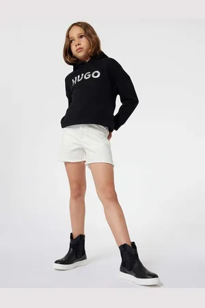 HUGO BOSS Dětské riflové kraťasy barva, hladké