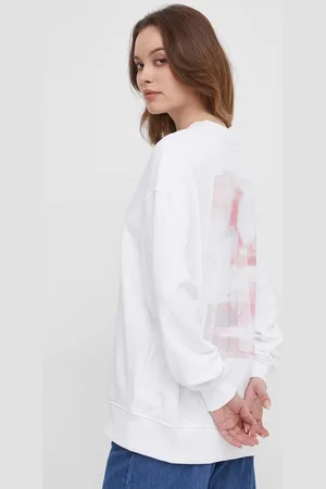 Calvin Klein Bavlněná mikina dámská, barva, s potiskem, J20J223080