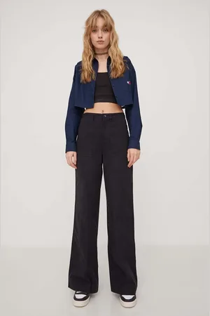 Tommy Hilfiger Bavlněné kalhoty barva, široké, high waist, DW0DW17314