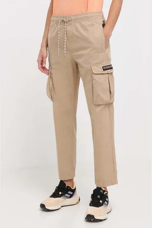 Napapijri Bavlněné kalhoty M-Faber barva, jednoduché, high waist, NP0A4HOBN1E1