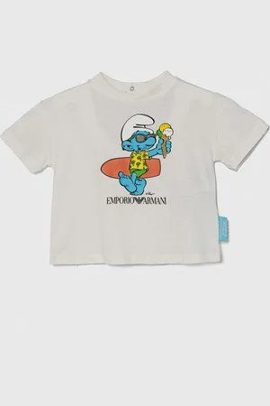 Emporio Armani Bavlněné dětské tričko x The Smurfs barva, s potiskem
