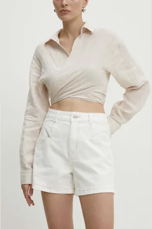 ANSWEAR Džínové šortky dámské, barva, hladké, high waist