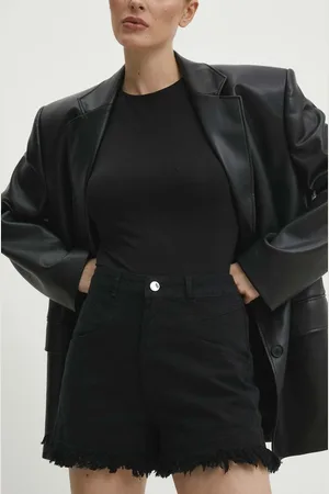 ANSWEAR Džínové šortky dámské, barva, hladké, high waist