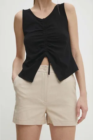 ANSWEAR Šortky s příměsí lnu barva, high waist