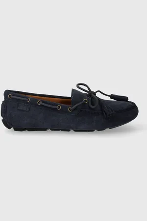Ralph Lauren Semišové mokasíny Anders Tie pánské, tmavomodrá barva, 803916580003