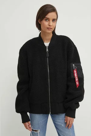 Alpha Industries Bomber bunda Ma-1 Teddy barva, přechodná, oversize, 108102.03-Black