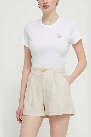 Hollister Plátěné kraťasy barva, melanžové, high waist