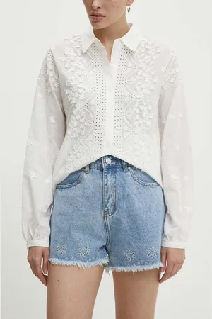 ANSWEAR Džínové šortky dámské, s aplikací, high waist