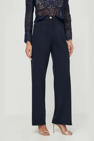 MARELLA Kalhoty dámské, tmavomodrá barva, široké, high waist, 2413781054200