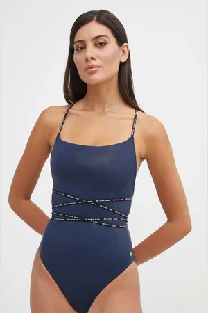 Tommy Hilfiger Jednodílné plavky tmavomodrá barva, měkký košík, UW0UW05092