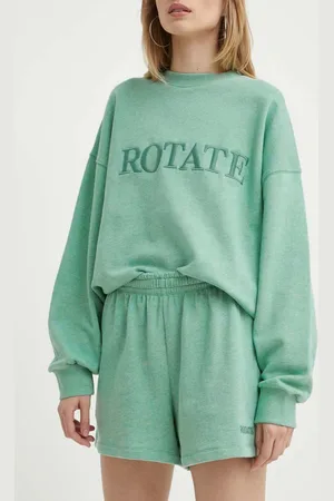 ROTATE Bavlněné šortky barva, hladké, high waist