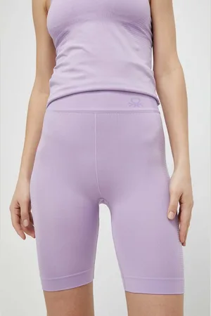 Benetton Kraťasy dámské, barva, hladké, high waist