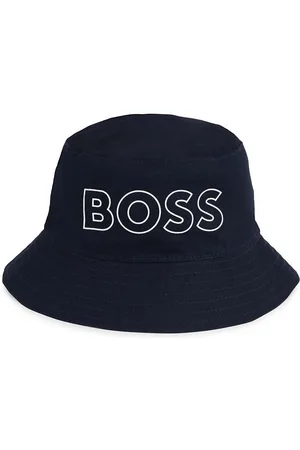 HUGO BOSS Oboustranná bavlněná dětská čepice tmavomodrá barva