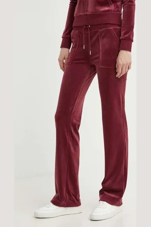 Juicy Couture Velurové teplákové kalhoty vínová barva, JCAP180