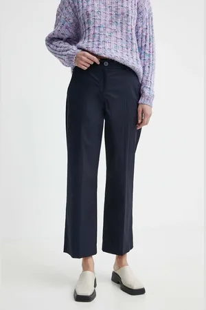 Paul Smith Kalhoty dámské, tmavomodrá barva, jednoduché, high waist, W2R.319T.M30368