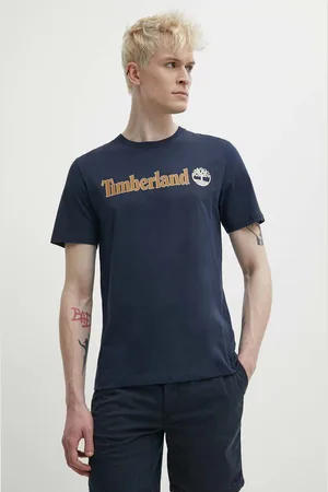 Timberland Bavlněné tričko tmavomodrá barva, s potiskem, TB0A5UPQ4331