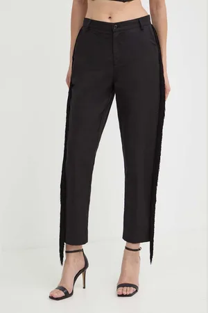 Pinko Kalhoty s příměsí lnu barva, střih chinos, high waist, 103619 A1XF