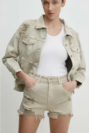ANSWEAR Džínové šortky dámské, barva, hladké, high waist