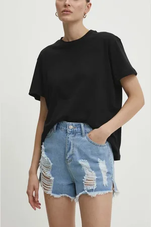 ANSWEAR Džínové šortky dámské, s aplikací, high waist