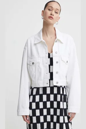 Abercrombie & Fitch Džínová bunda dámská, barva, přechodná, oversize