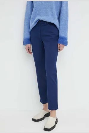 Paul Smith Kalhoty dámské, tmavomodrá barva, jednoduché, high waist, W2R.307T.M30879