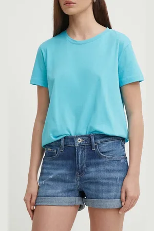 Pepe Jeans Džínové šortky STRAIGHT SHORT HW dámské, hladké, medium waist, PL801108HU4