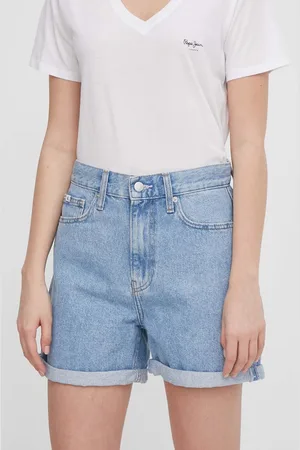Calvin Klein Džínové šortky dámské, hladké, high waist, J20J222800