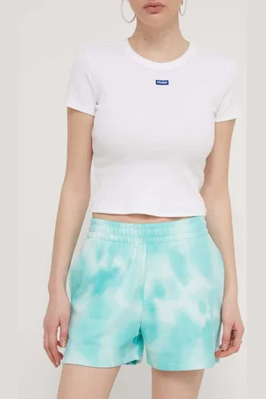 HUGO BOSS Bavlněné šortky barva, vzorované, high waist, 50514111