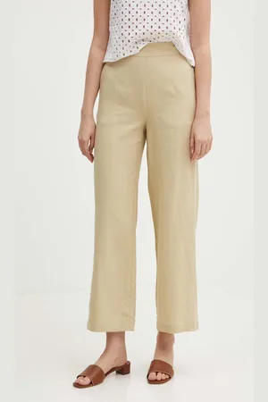 Benetton Kalhoty s příměsí lnu barva, high waist