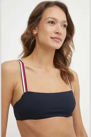 Tommy Hilfiger Plavková podprsenka tmavomodrá barva, měkký košík, UW0UW05291