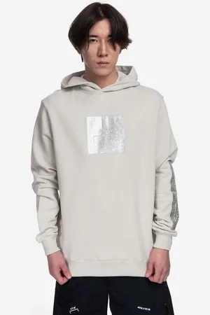 A-cold-wall* Bavlněná mikina Foil Grid Hoodie ACWMW101 BONE pánská, barva, s kapucí, potiskem