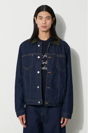 Drôle de Monsieur Džínová bunda La Veste Jean Brut pánská, tmavomodrá barva, přechodná, oversize, C-JT137-CO084-NY