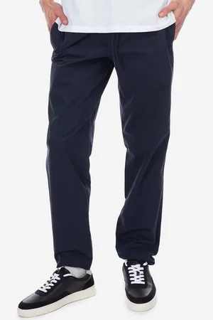 A.P.C. Bavlněné kalhoty New Kaplan tmavomodrá barva, jednoduché, COGBM-H08354 MARINE