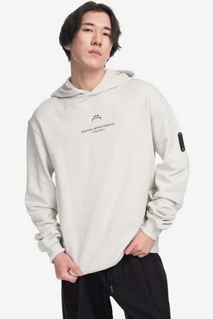 A-cold-wall* Bavlněná mikina Brutalist Hoodie pánská, barva, s kapucí, s potiskem, ACWMW094-BONE