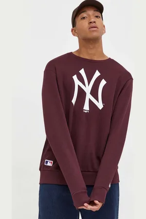 New Era Mikina pánská, vínová barva, s potiskem, NEW YORK YANKEES