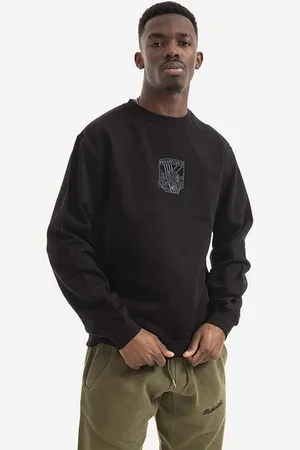 Maharishi Bavlněná mikina Maha Force Embroidered Crew 8075 BLACK pánská, barva, s aplikací