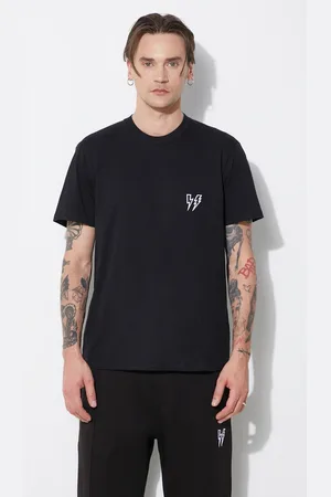 Neil Barrett Bavlněné tričko Slim Double Bolt barva, s aplikací, MY70218R-Y523-001N
